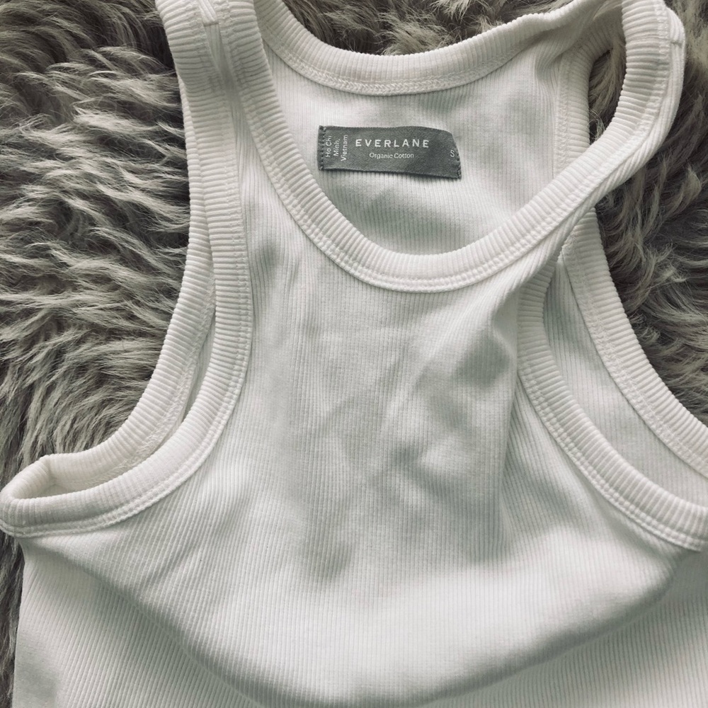 White Ribbed Racerback Tank Top - Picture 3 of 3